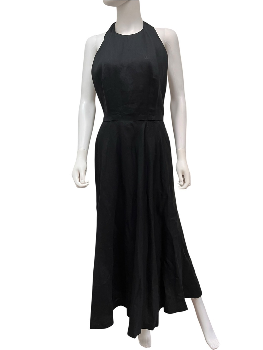 Ralph Lauren Purple Label- Vintage Black HalterMaxi Dress, Linen, Size M.